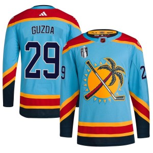 Youth Florida Panthers Mack Guzda Adidas Authentic Reverse Retro 2.0 2023 Stanley Cup Final Jersey - Light Blue