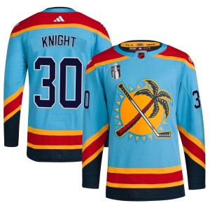 Youth Florida Panthers Spencer Knight Adidas Authentic Reverse Retro 2.0 2023 Stanley Cup Final Jersey - Light Blue