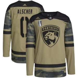 Men's Florida Panthers Marek Alscher Adidas Authentic Military Appreciation Practice 2023 Stanley Cup Final Jersey - Camo