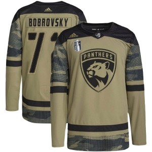 Men's Florida Panthers Sergei Bobrovsky Adidas Authentic Military Appreciation Practice 2023 Stanley Cup Final Jersey - Camo