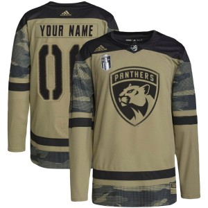 Men's Florida Panthers Custom Adidas Authentic Military Appreciation Practice 2023 Stanley Cup Final Jersey - Camo
