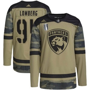 Men's Florida Panthers Ryan Lomberg Adidas Authentic Military Appreciation Practice 2023 Stanley Cup Final Jersey - Camo