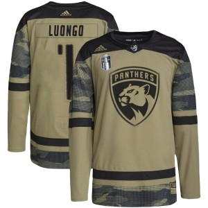 Men's Florida Panthers Roberto Luongo Adidas Authentic Military Appreciation Practice 2023 Stanley Cup Final Jersey - Camo