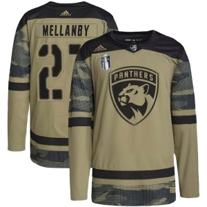 Men's Florida Panthers Scott Mellanby Adidas Authentic Military Appreciation Practice 2023 Stanley Cup Final Jersey - Camo