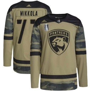 Men's Florida Panthers Niko Mikkola Adidas Authentic Military Appreciation Practice 2023 Stanley Cup Final Jersey - Camo