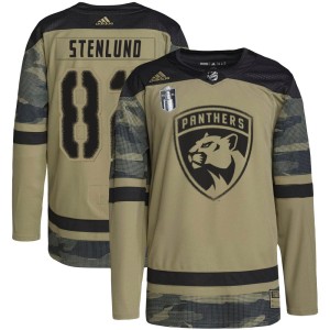 Men's Florida Panthers Kevin Stenlund Adidas Authentic Military Appreciation Practice 2023 Stanley Cup Final Jersey - Camo