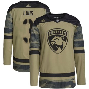 Men's Florida Panthers Paul Laus Adidas Authentic Military Appreciation Practice Jersey - Camo