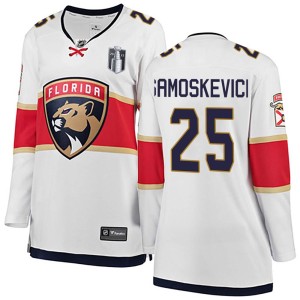 Women's Florida Panthers Mackie Samoskevich Fanatics Branded Breakaway Away 2023 Stanley Cup Final Jersey - White