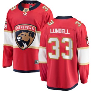 Men's Florida Panthers Anton Lundell Fanatics Branded Breakaway Home Jersey - Red