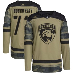 Youth Florida Panthers Sergei Bobrovsky Adidas Authentic Military Appreciation Practice Jersey - Camo