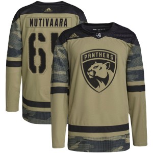 Youth Florida Panthers Markus Nutivaara Adidas Authentic Military Appreciation Practice Jersey - Camo