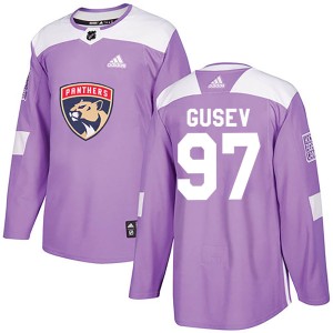 Men's Florida Panthers Nikita Gusev Adidas Authentic Fights Cancer Practice Jersey - Purple