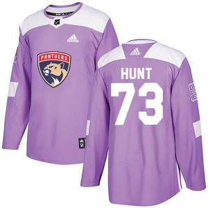 Men's Florida Panthers Dryden Hunt Adidas Authentic ized Fights Cancer Practice Jersey - Purple