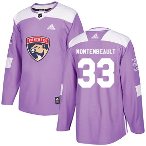 Men's Florida Panthers Sam Montembeault Adidas Authentic Fights Cancer Practice Jersey - Purple