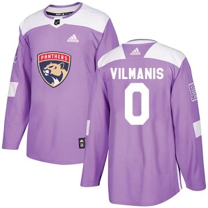 Men's Florida Panthers Sandis Vilmanis Adidas Authentic Fights Cancer Practice Jersey - Purple