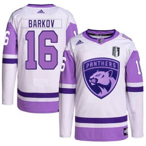 Youth Florida Panthers Aleksander Barkov Adidas Authentic Hockey Fights Cancer Primegreen 2023 Stanley Cup Final Jersey - White/