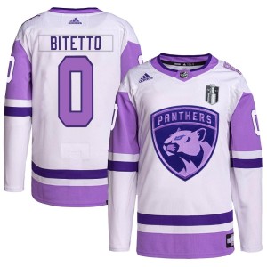 Youth Florida Panthers Anthony Bitetto Adidas Authentic Hockey Fights Cancer Primegreen 2023 Stanley Cup Final Jersey - White/Pu