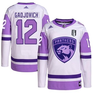 Youth Florida Panthers Jonah Gadjovich Adidas Authentic Hockey Fights Cancer Primegreen 2023 Stanley Cup Final Jersey - White/Pu