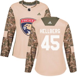 Women's Florida Panthers Magnus Hellberg Adidas Authentic Veterans Day Practice Jersey - Camo