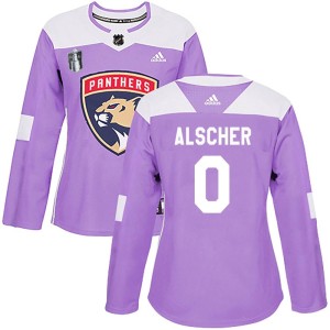 Women's Florida Panthers Marek Alscher Adidas Authentic Fights Cancer Practice 2023 Stanley Cup Final Jersey - Purple