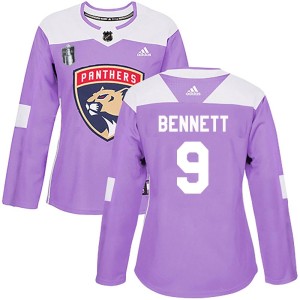 Women's Florida Panthers Sam Bennett Adidas Authentic Fights Cancer Practice 2023 Stanley Cup Final Jersey - Purple
