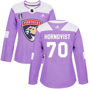 Women's Florida Panthers Patric Hornqvist Adidas Authentic Fights Cancer Practice 2023 Stanley Cup Final Jersey - Purple