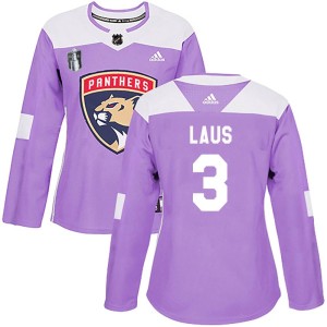 Women's Florida Panthers Paul Laus Adidas Authentic Fights Cancer Practice 2023 Stanley Cup Final Jersey - Purple