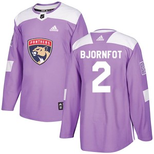 Youth Florida Panthers Tobias Bjornfot Adidas Authentic Fights Cancer Practice Jersey - Purple