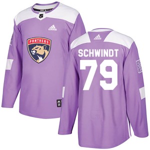 Youth Florida Panthers Cole Schwindt Adidas Authentic Fights Cancer Practice Jersey - Purple