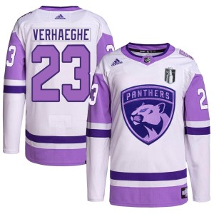 Men's Florida Panthers Carter Verhaeghe Adidas Authentic Hockey Fights Cancer Primegreen 2023 Stanley Cup Final Jersey - White/P