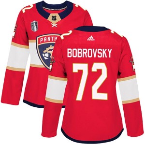 Women's Florida Panthers Sergei Bobrovsky Adidas Authentic Home 2023 Stanley Cup Final Jersey - Red