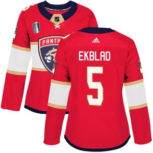 Women's Florida Panthers Aaron Ekblad Adidas Authentic Home 2023 Stanley Cup Final Jersey - Red