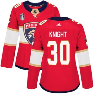 Women's Florida Panthers Spencer Knight Adidas Authentic Home 2023 Stanley Cup Final Jersey - Red