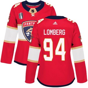 Women's Florida Panthers Ryan Lomberg Adidas Authentic Home 2023 Stanley Cup Final Jersey - Red