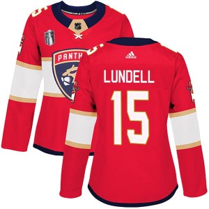 Women's Florida Panthers Anton Lundell Adidas Authentic Home 2023 Stanley Cup Final Jersey - Red