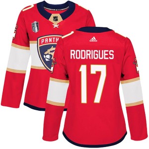 Women's Florida Panthers Evan Rodrigues Adidas Authentic Home 2023 Stanley Cup Final Jersey - Red