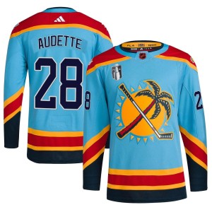 Men's Florida Panthers Donald Audette Adidas Authentic Reverse Retro 2.0 2023 Stanley Cup Final Jersey - Light Blue