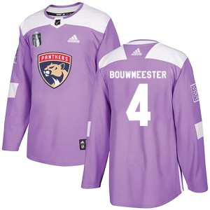 Men's Florida Panthers Jay Bouwmeester Adidas Authentic Fights Cancer Practice 2023 Stanley Cup Final Jersey - Purple