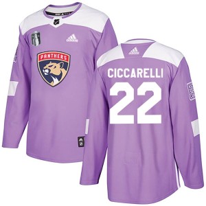 Men's Florida Panthers Dino Ciccarelli Adidas Authentic Fights Cancer Practice 2023 Stanley Cup Final Jersey - Purple