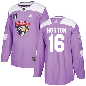 Men's Florida Panthers Nathan Horton Adidas Authentic Fights Cancer Practice 2023 Stanley Cup Final Jersey - Purple
