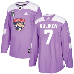 Men's Florida Panthers Dmitry Kulikov Adidas Authentic Fights Cancer Practice 2023 Stanley Cup Final Jersey - Purple