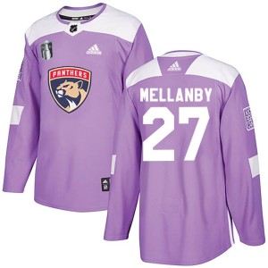 Men's Florida Panthers Scott Mellanby Adidas Authentic Fights Cancer Practice 2023 Stanley Cup Final Jersey - Purple