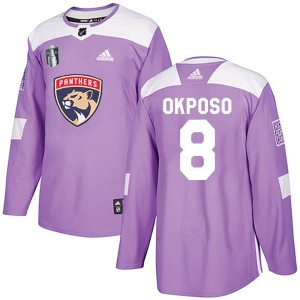 Men's Florida Panthers Kyle Okposo Adidas Authentic Fights Cancer Practice 2023 Stanley Cup Final Jersey - Purple