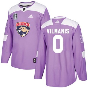 Men's Florida Panthers Sandis Vilmanis Adidas Authentic Fights Cancer Practice 2023 Stanley Cup Final Jersey - Purple