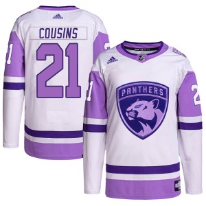 Youth Florida Panthers Nick Cousins Adidas Authentic Hockey Fights Cancer Primegreen Jersey - White/Purple
