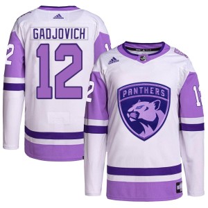 Youth Florida Panthers Jonah Gadjovich Adidas Authentic Hockey Fights Cancer Primegreen Jersey - White/Purple