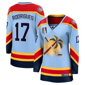 Women's Florida Panthers Evan Rodrigues Fanatics Branded Breakaway Special Edition 2.0 2023 Stanley Cup Final Jersey - Light Blu