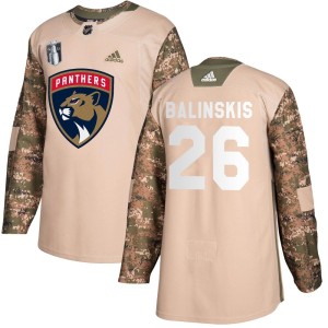 Youth Florida Panthers Uvis Balinskis Adidas Authentic Veterans Day Practice 2023 Stanley Cup Final Jersey - Camo