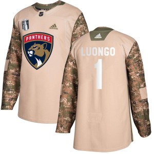 Youth Florida Panthers Roberto Luongo Adidas Authentic Veterans Day Practice 2023 Stanley Cup Final Jersey - Camo