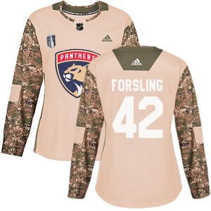 Women's Florida Panthers Gustav Forsling Adidas Authentic Veterans Day Practice 2023 Stanley Cup Final Jersey - Camo